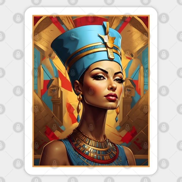 Queen Nefertiti Portrait Sticker by VivaLaRetro